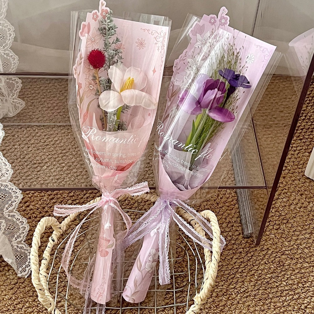 Florist Supply House - 10 stuks transparante bloemenverpakkingszakken met achtergrondkarton,