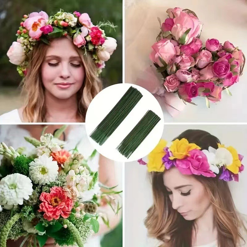 Wire Stem Florist - 100 stuks bloemenstengel, kunstbloemstaaf, groene bloemistdraden